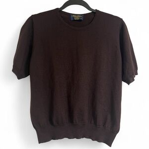 BROOKS BROTHERS 100% Wool Brown Short‎ Sleeve Sweater, M